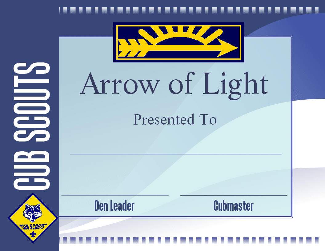 Free Printable Arrow Of Light Certificate Template Cub Scout Ideas Free Printable Arrow Of Light Certificate Template Cub Scout Ideas
