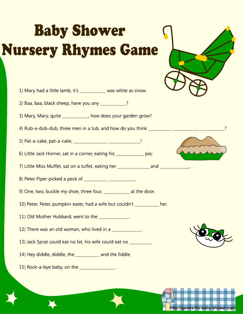 Free Baby Shower Games Printable Worksheets