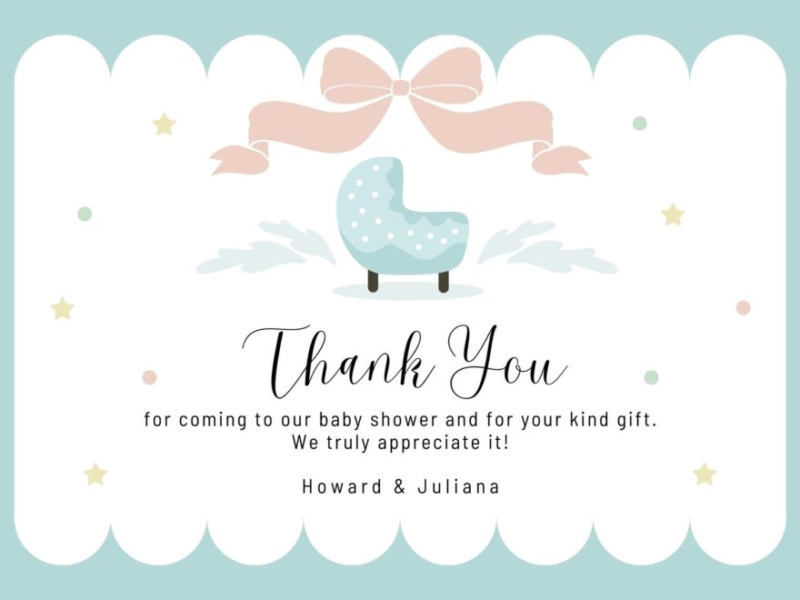 Free Printable Baby Shower Thank You Card Templates Canva
