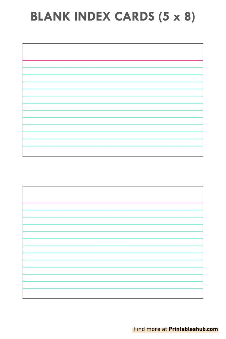Free Printable Blank Index Cards 5 X 8 Template PDF Free Printable Blank Index Cards 5 X 8 Template PDF