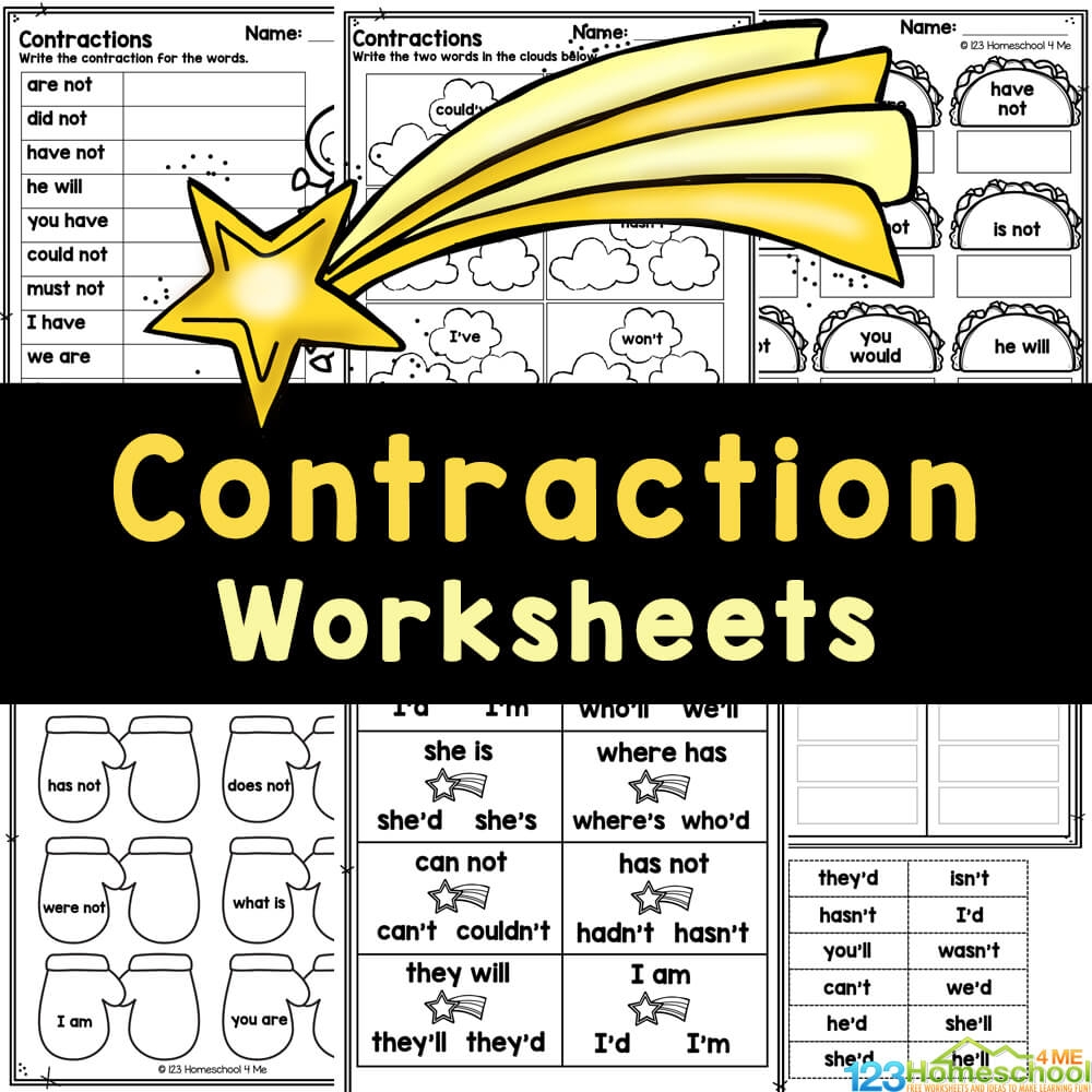 FREE Printable Contraction Practice Worksheets FREE Printable Contraction Practice Worksheets