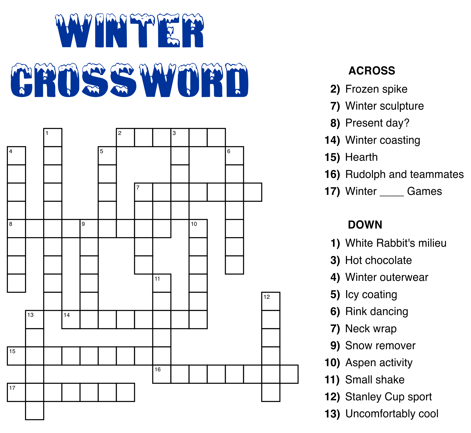 Beginner Printable Easy Crossword Puzzles