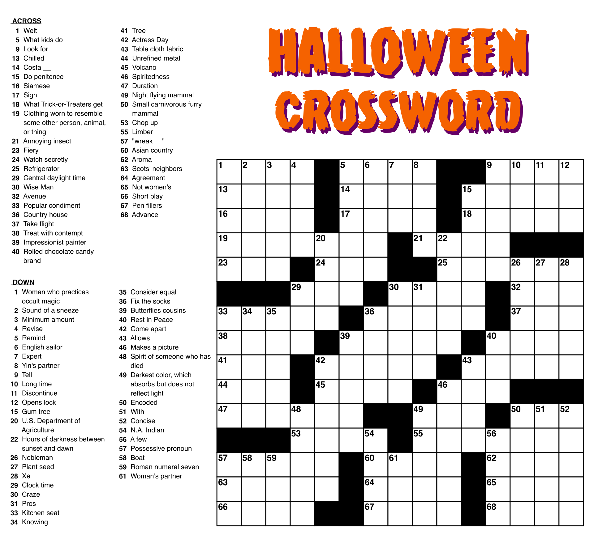 Free Printable Crossword Worksheets Library