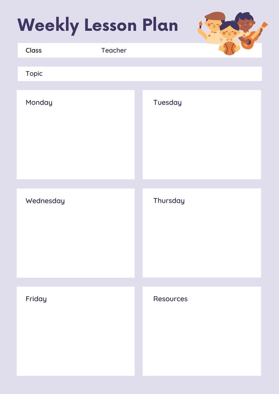 Free Printable Customizable Weekly Lesson Plan Templates Canva