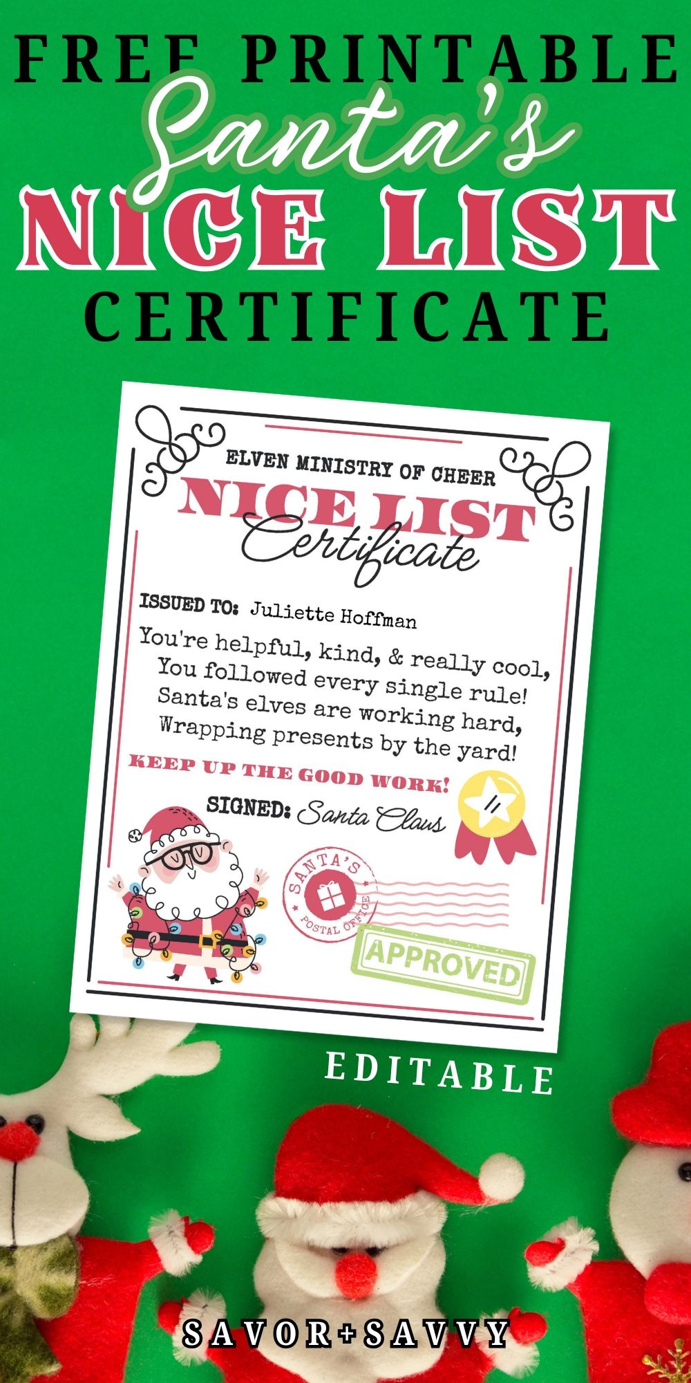 Free Printable Editable Nice List Certificate Savor Savvy Free Printable Editable Nice List Certificate Savor Savvy