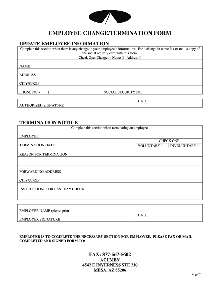 Free Printable Employee Termination Form Fill Out Sign Online DocHub