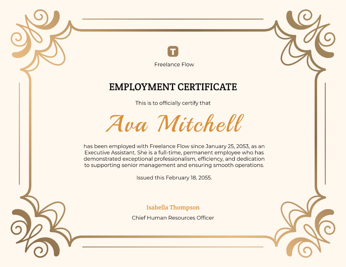Free Printable Employment Certificate Templates To Customize Online