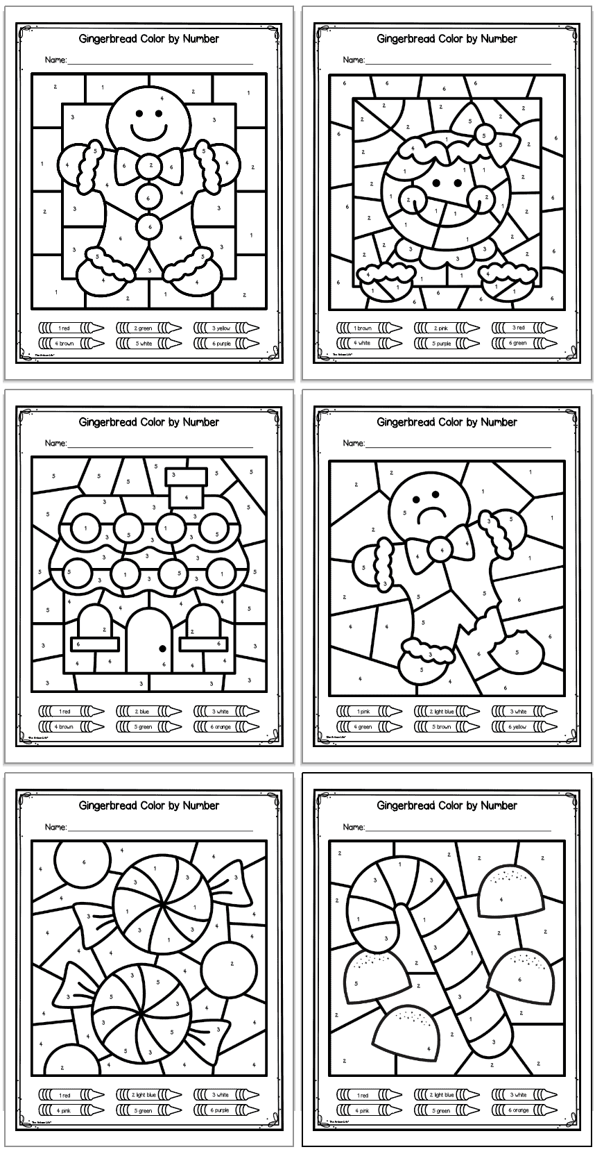Free Printable Gingerbread Color By Number Worksheets The Artisan Life