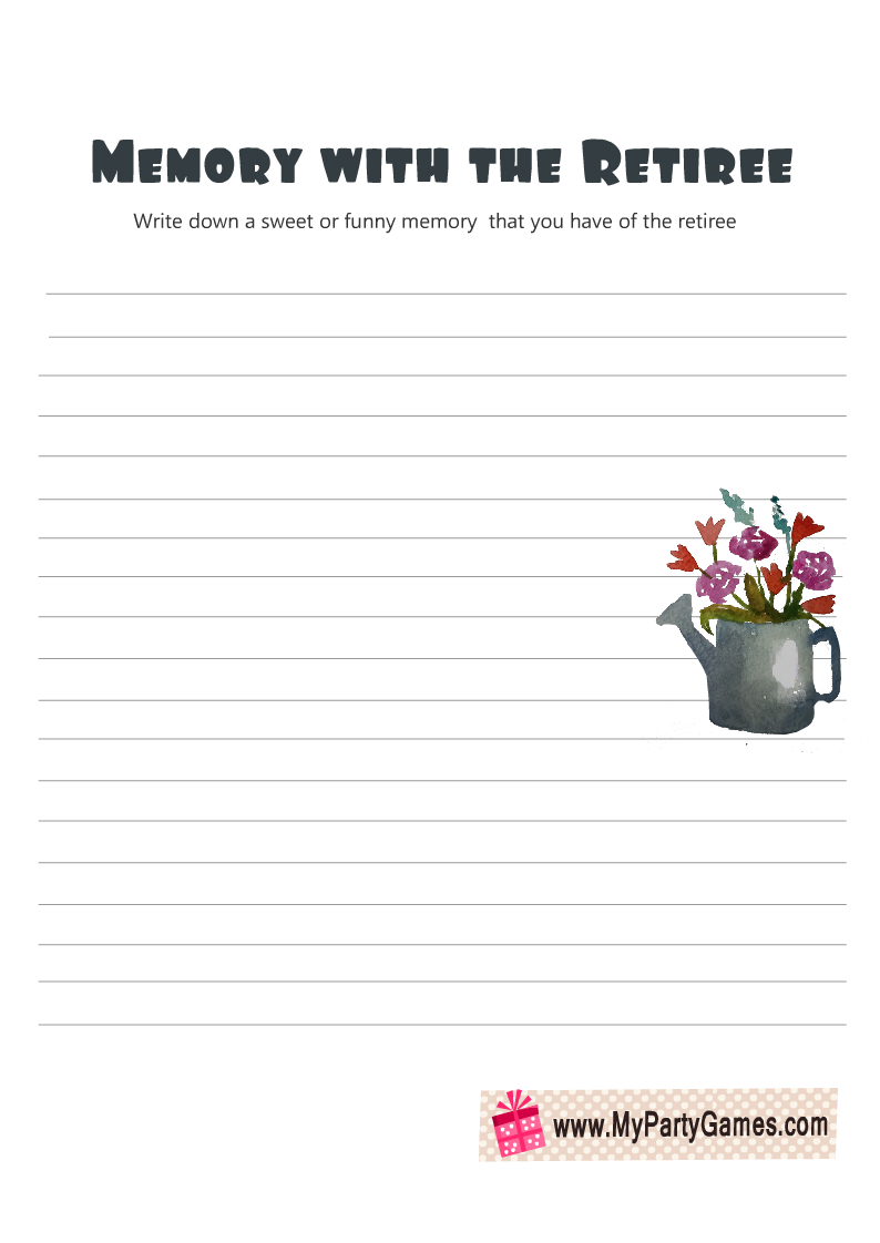 Free Printable Memory With The Retiree Cards