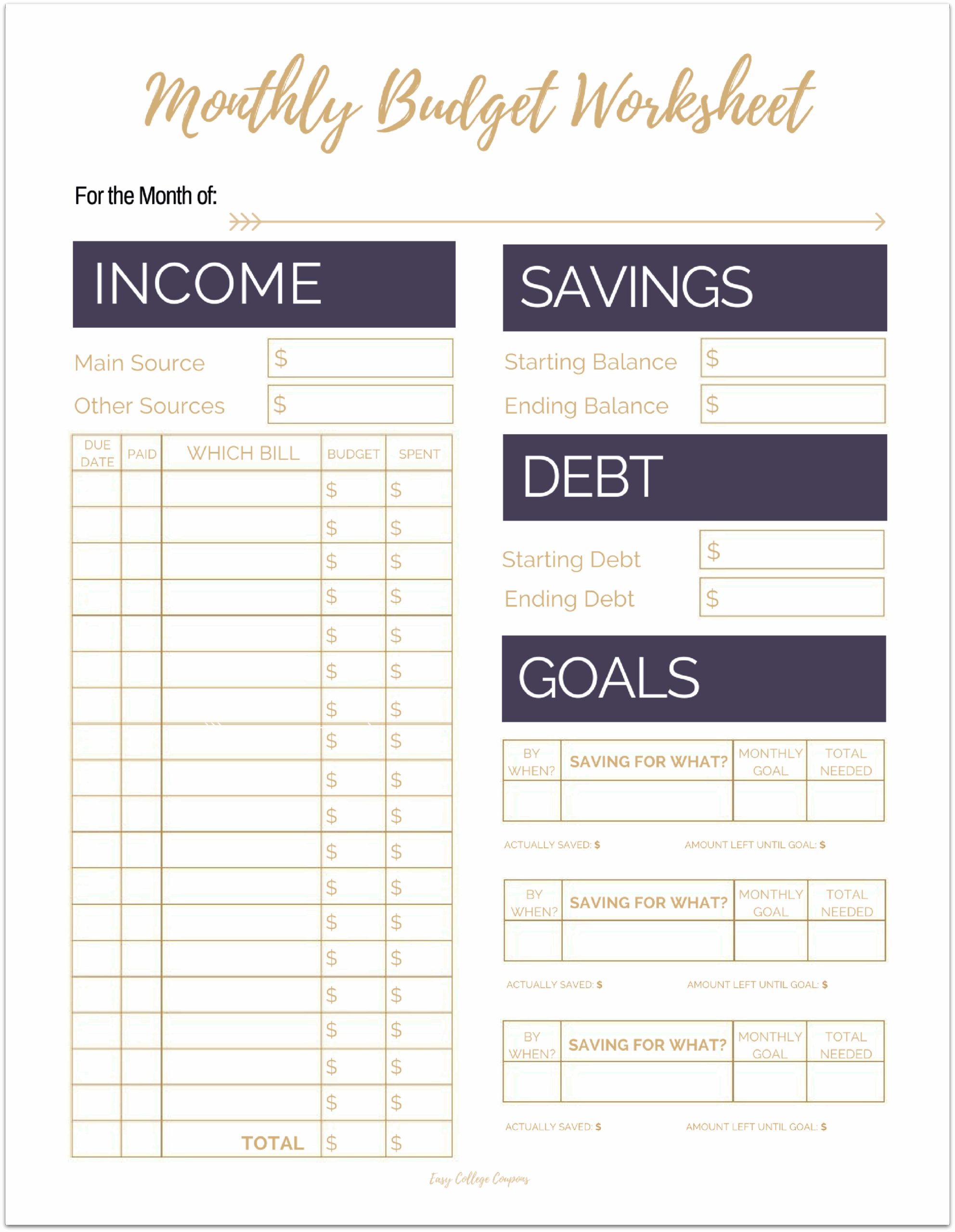 Monthly Budget Template Printable Monthly Budget Template Printable