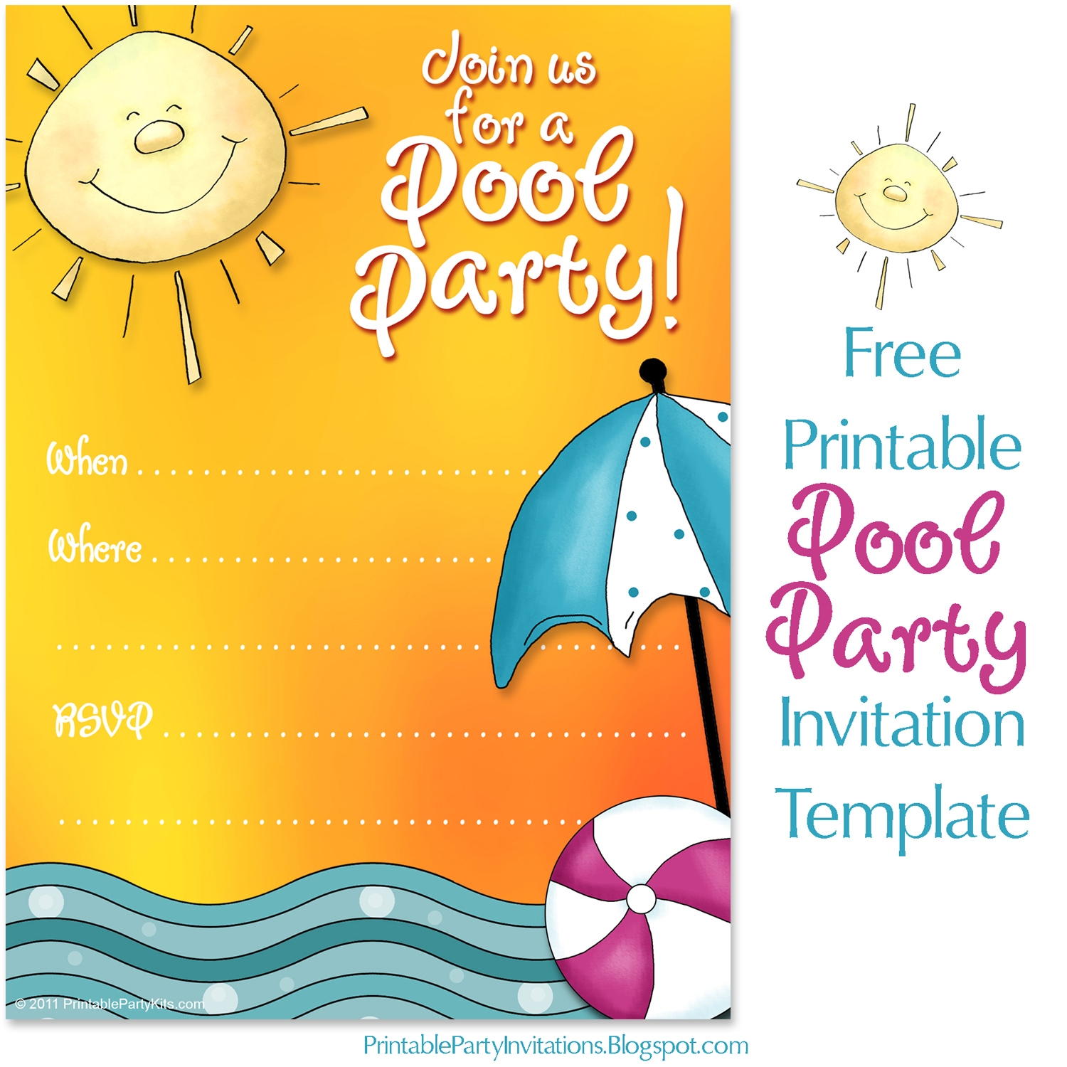 Free Printable Swim Party Invitations