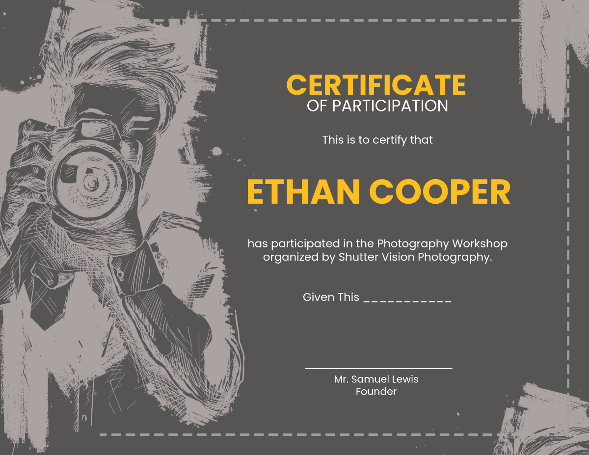 Free Printable Photography Certificate Templates To Customize Online