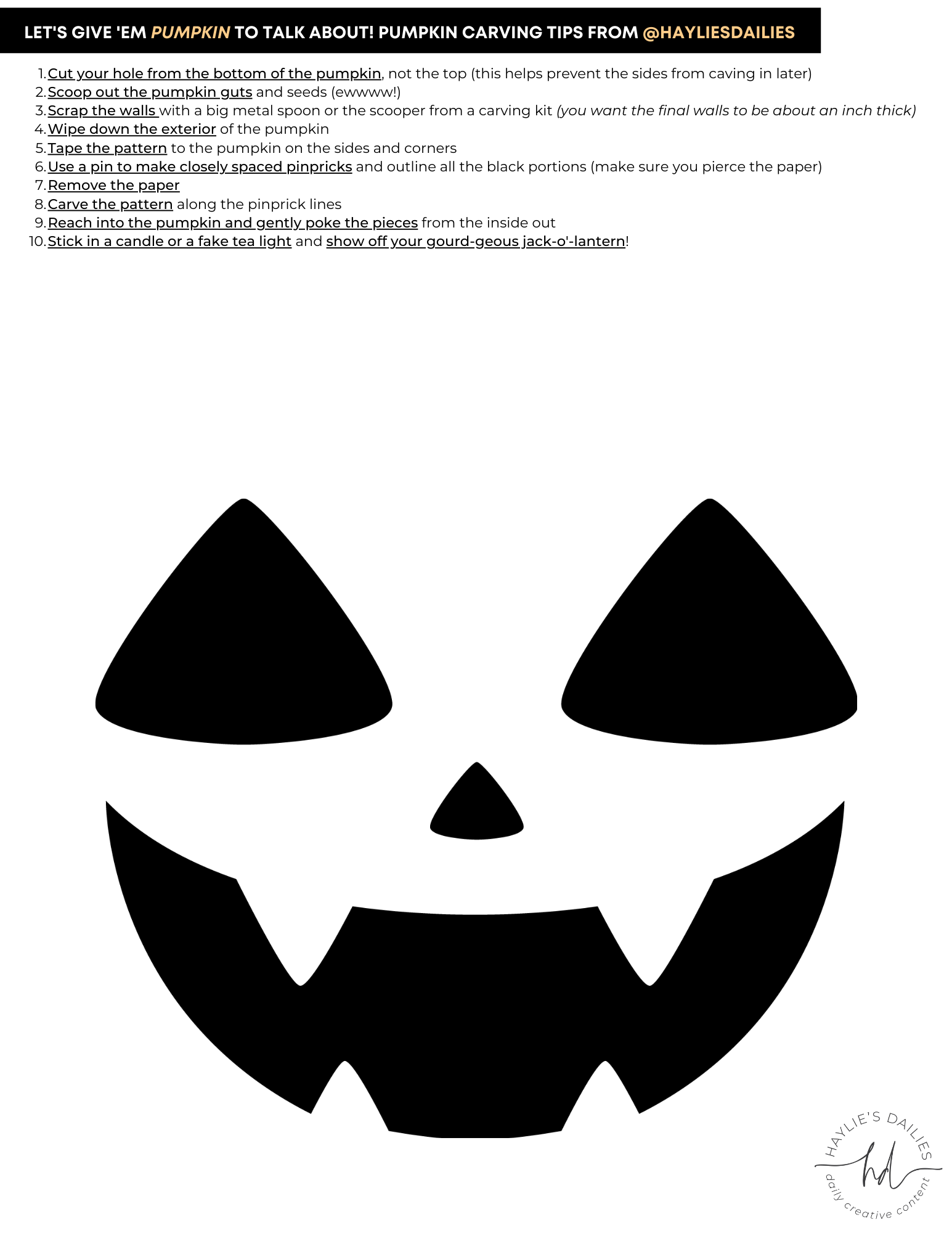 Free Printable Pumpkin Carving Patterns For The Most Boo tiful Jack o Lanterns In Town Haylie s Dailies