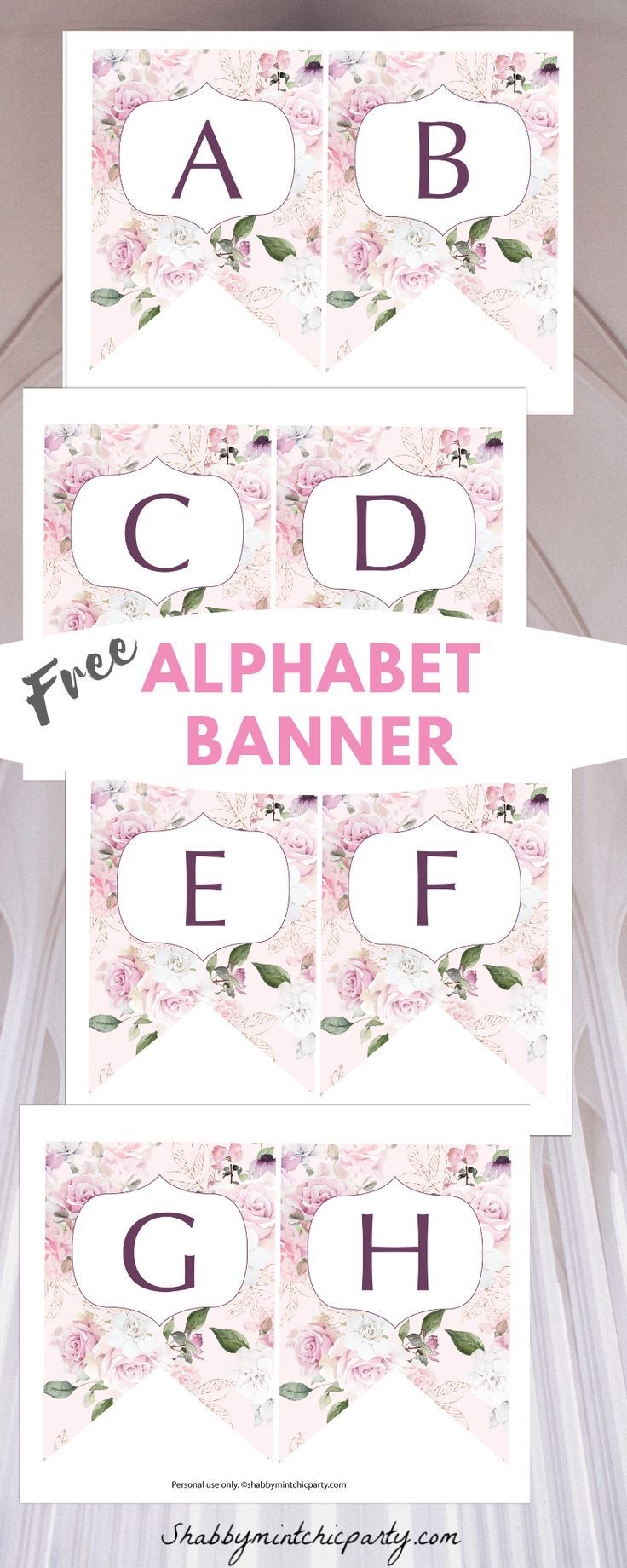 Free Printable Rose Alphabet Banner
