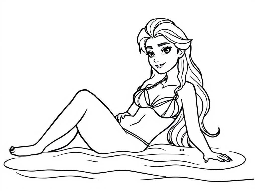 Free Printable Coloring Sheet Girl In Bathing Suit