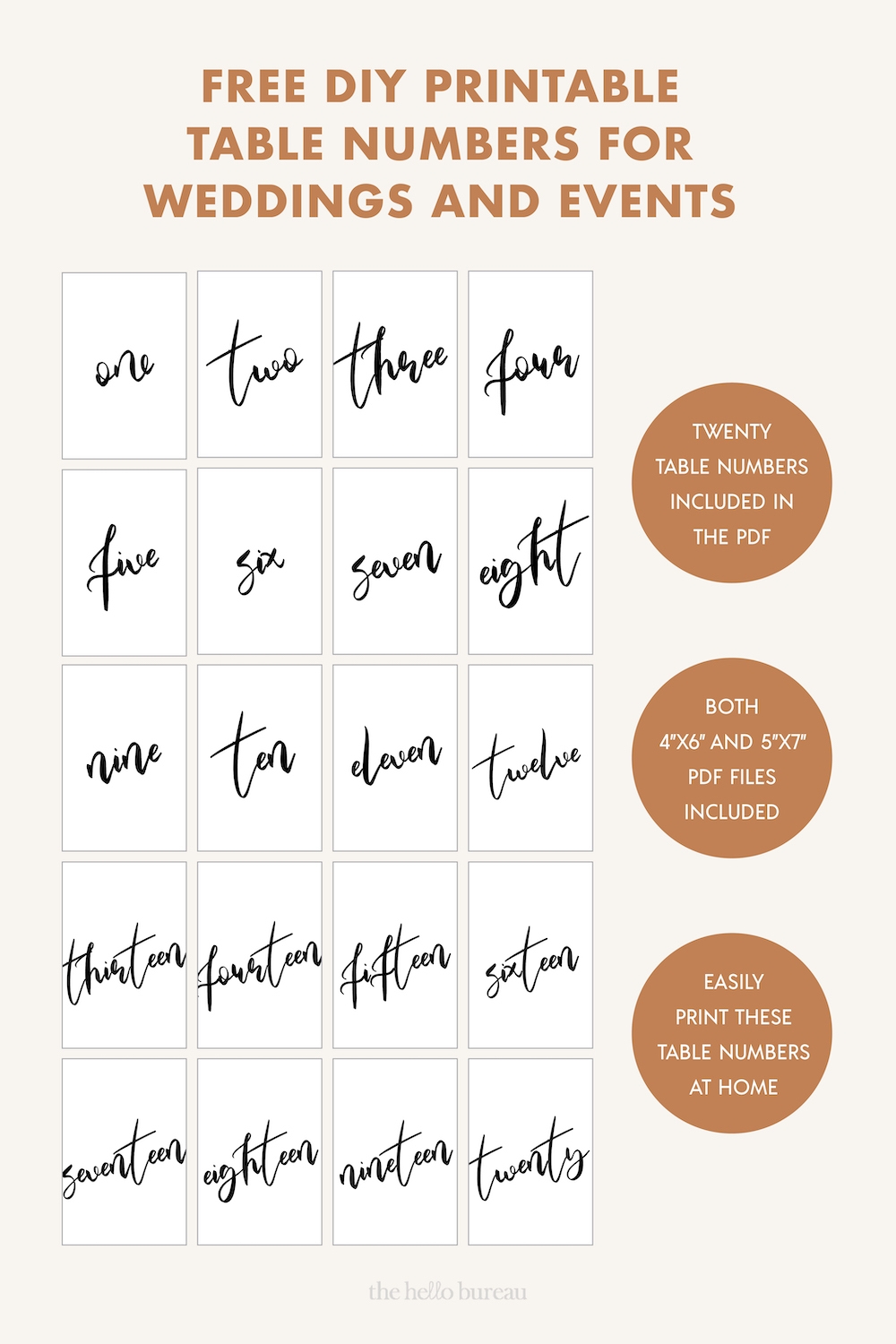 Free Printable Calligraphy Table Numbers