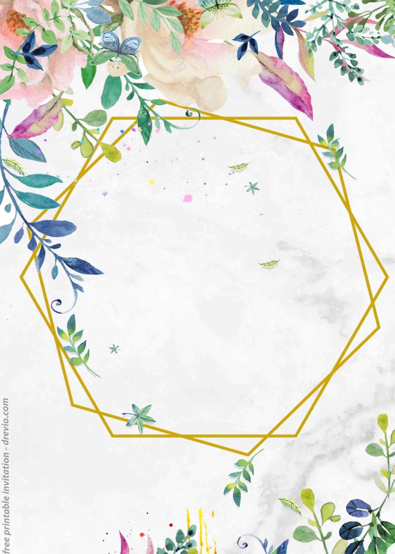 FREE Printable Vintage Flower Framed Watercolor Invitations Worksheets Library FREE Printable Vintage Flower Framed Watercolor Invitations Worksheets Library