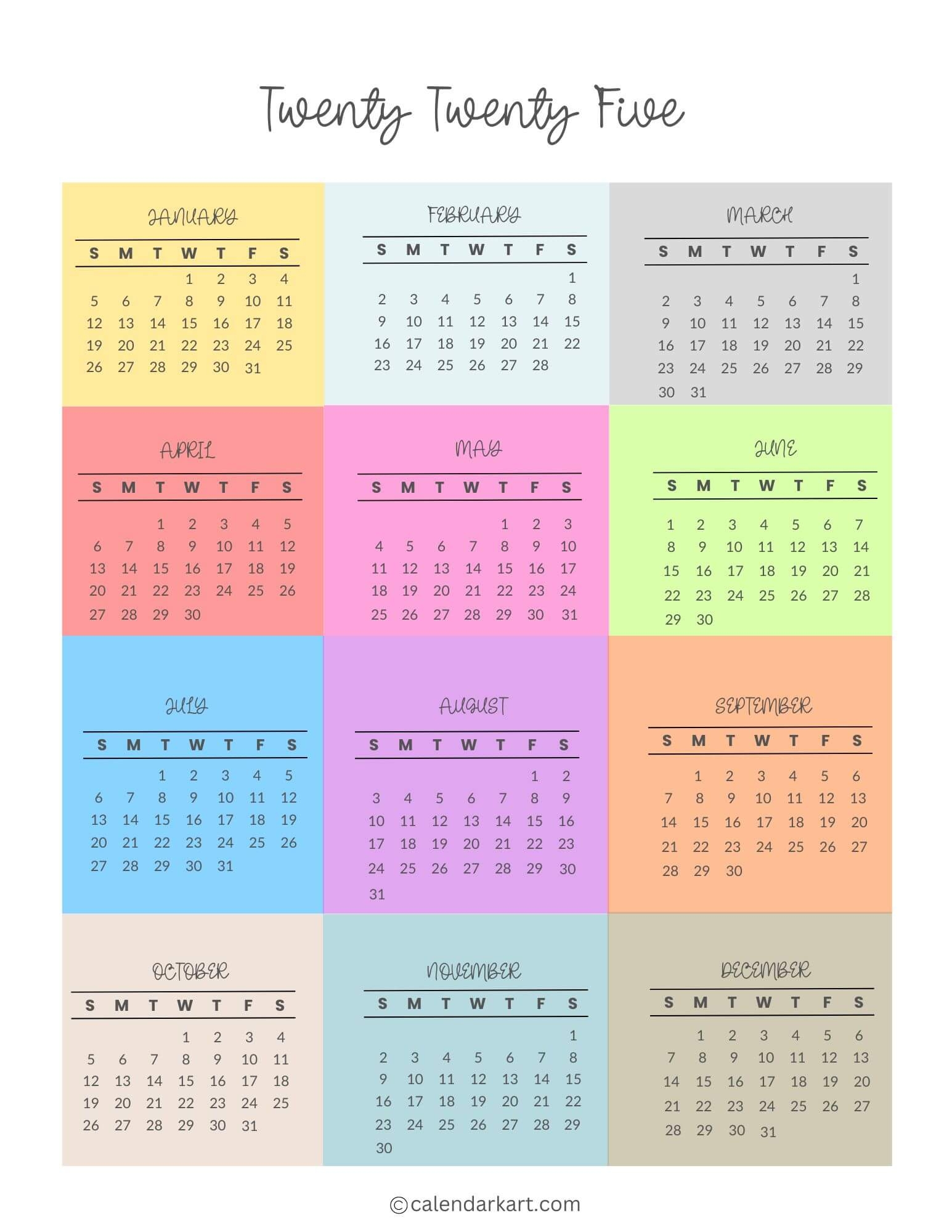 Free Printable Year At A Glance Calendar 2025 CalendarKart Free Printable Year At A Glance Calendar 2025 CalendarKart