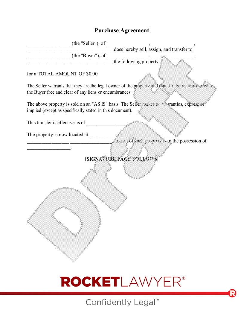 Free Purchase Agreement Template FAQs Rocket Lawyer