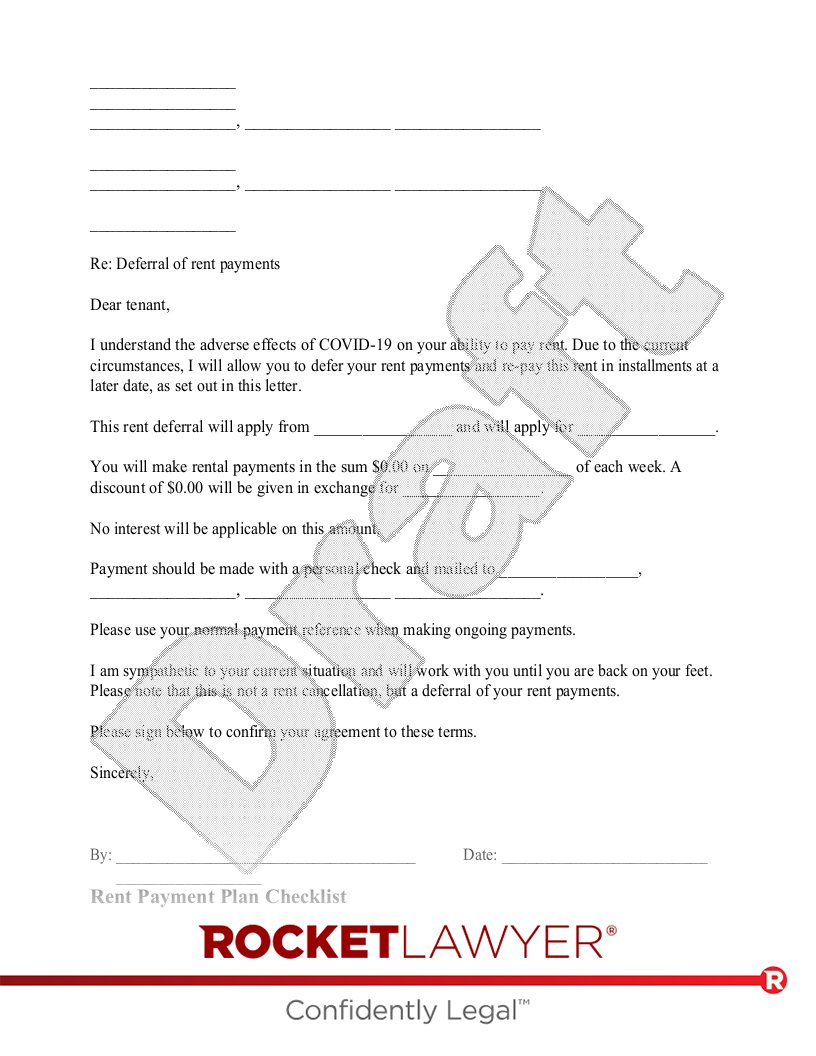 Free Rent Payment Plan Template FAQs Rocket Lawyer