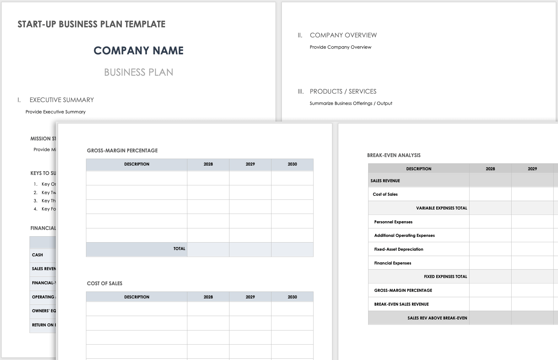 Printable Business Plan Template