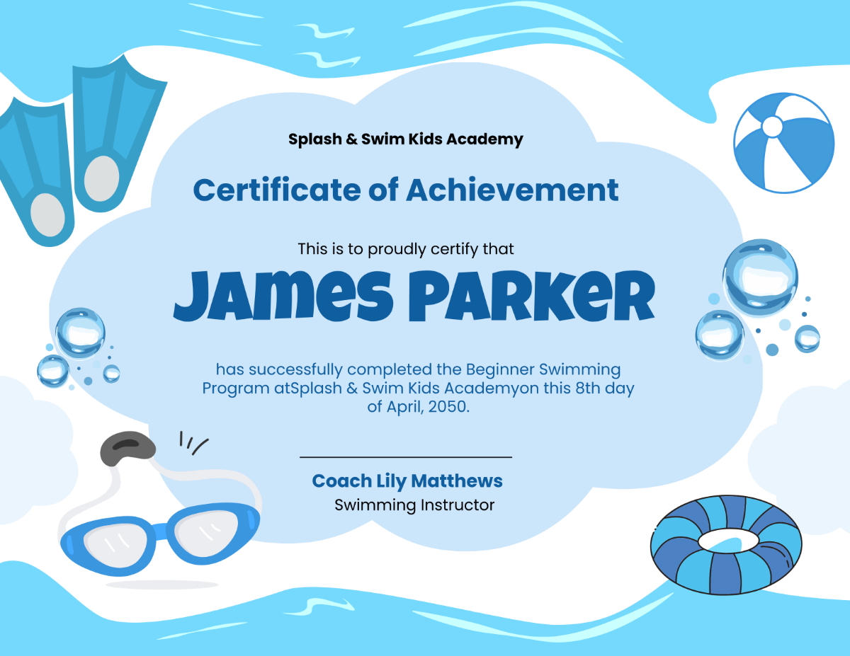 Free Simple Kids Swimming Certificate Template To Edit Online Free Simple Kids Swimming Certificate Template To Edit Online