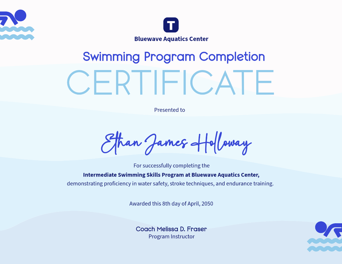 Free Swimming Certificate Of Completion Template To Edit Online Free Swimming Certificate Of Completion Template To Edit Online