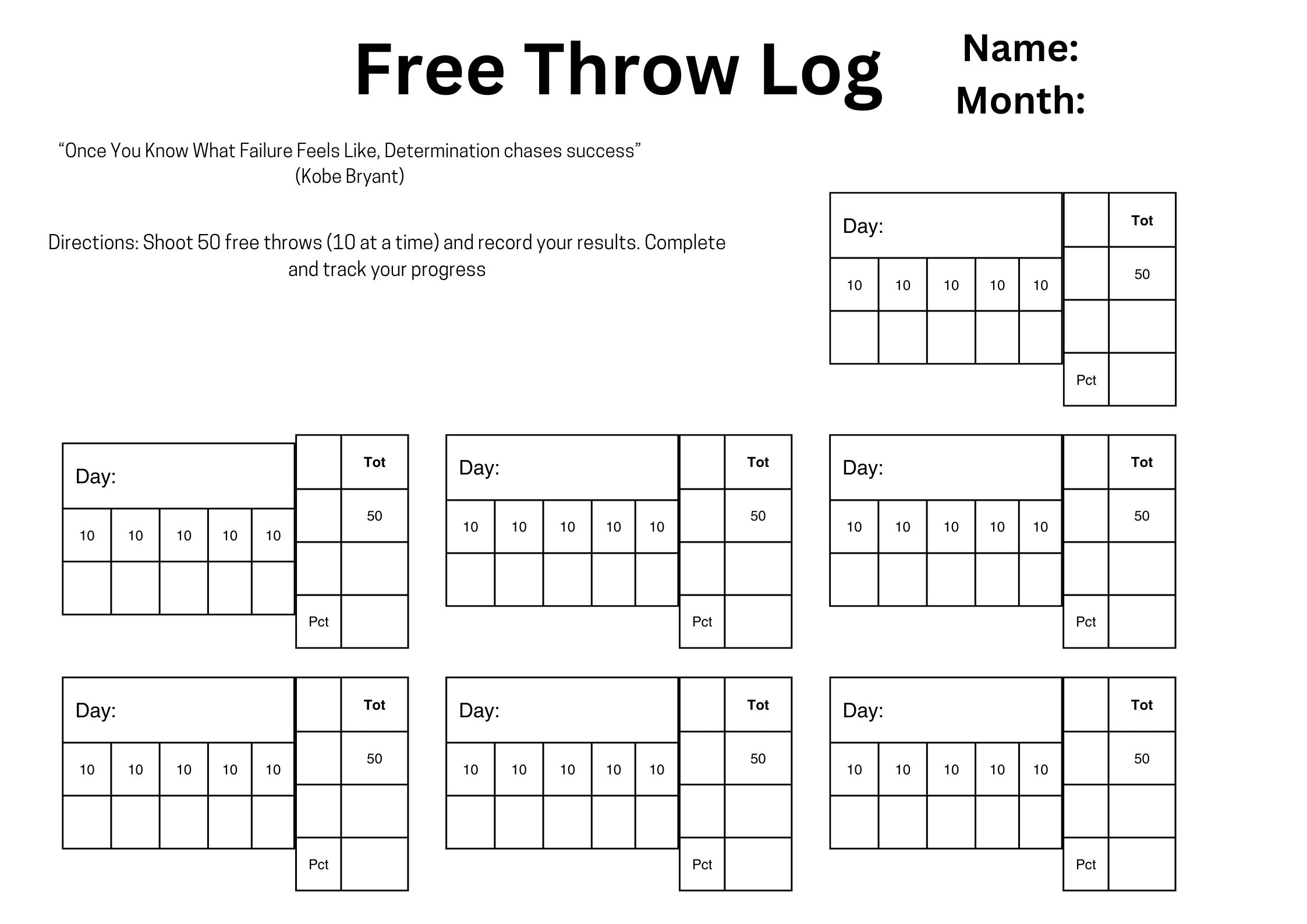 Free Throw Log For Basketball Etsy Free Throw Log For Basketball Etsy