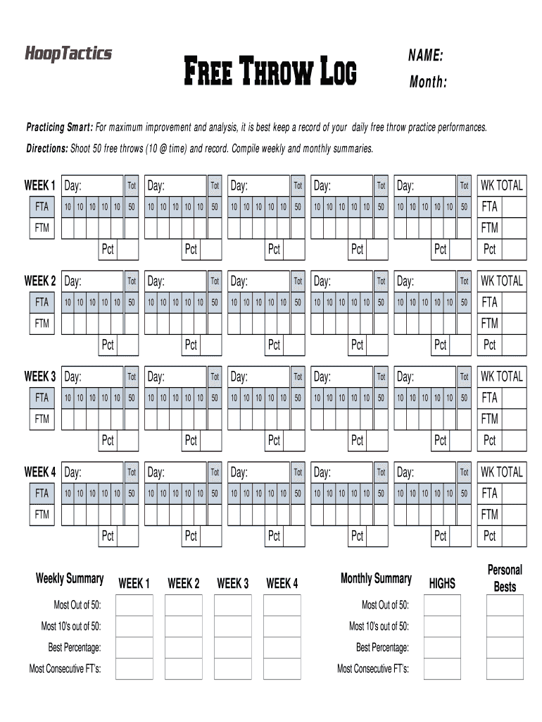 Free Throw Tracker Fill Out Sign Online DocHub