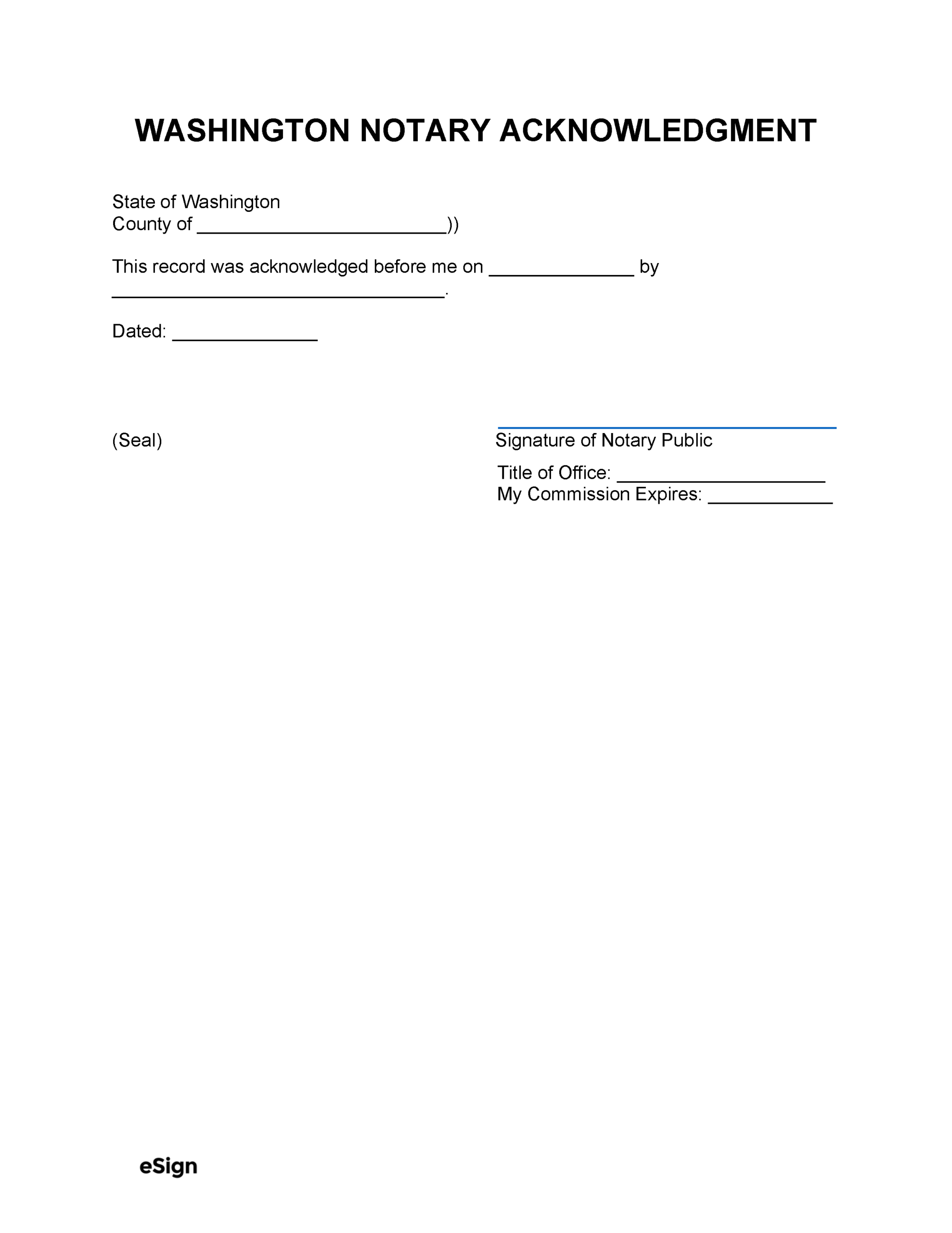 Printable Blank Notary Form