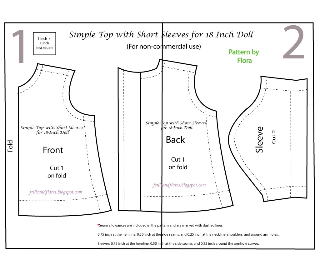Frills And Flares A Simple Top With Short Sleeves Free PDF Printable Pattern For 18 Inch Dolls Frills And Flares A Simple Top With Short Sleeves Free PDF Printable Pattern For 18 Inch Dolls
