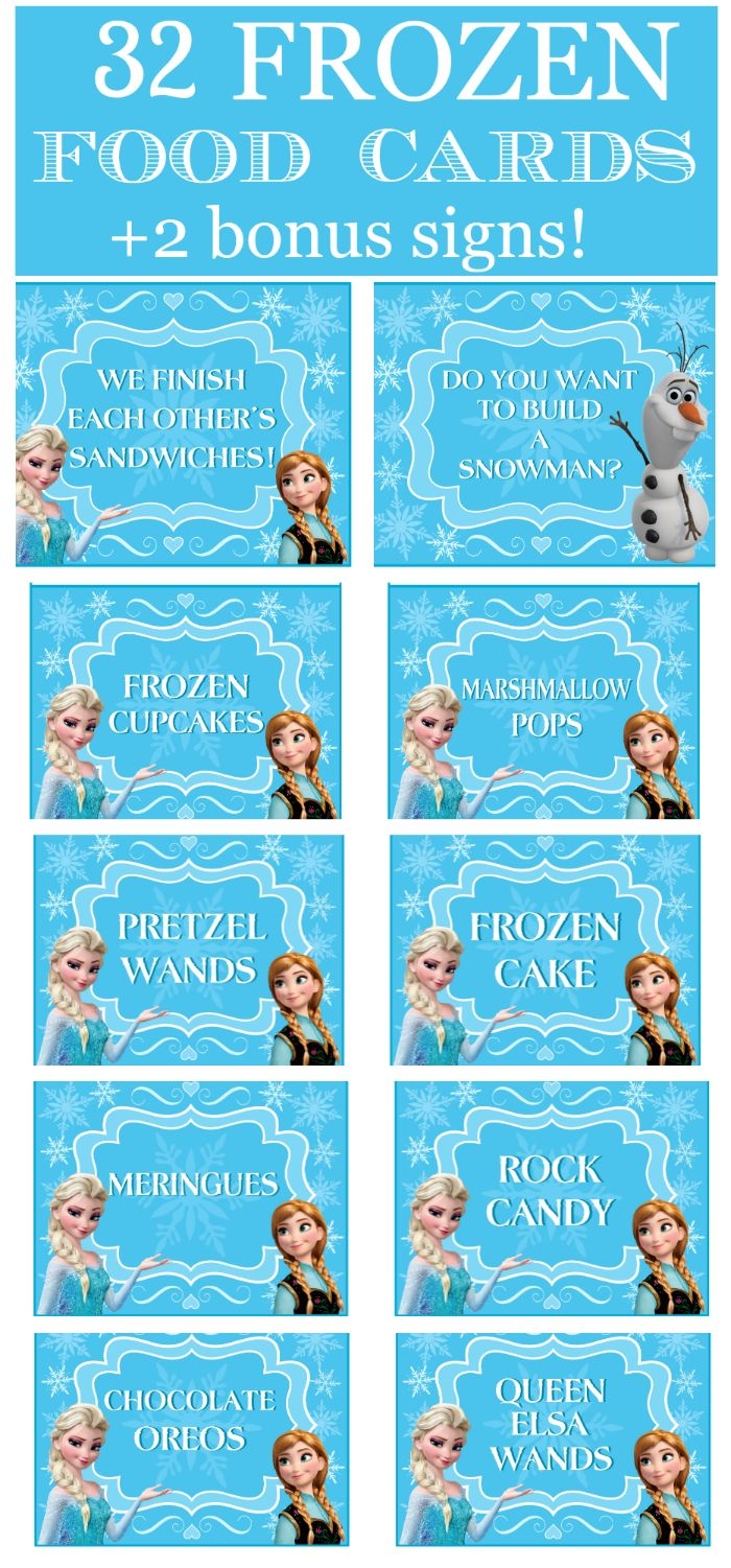 Frozen Party Food Card Prefilled Printables FREE Bonus Signs Frozen Party Food Card Prefilled Printables FREE Bonus Signs