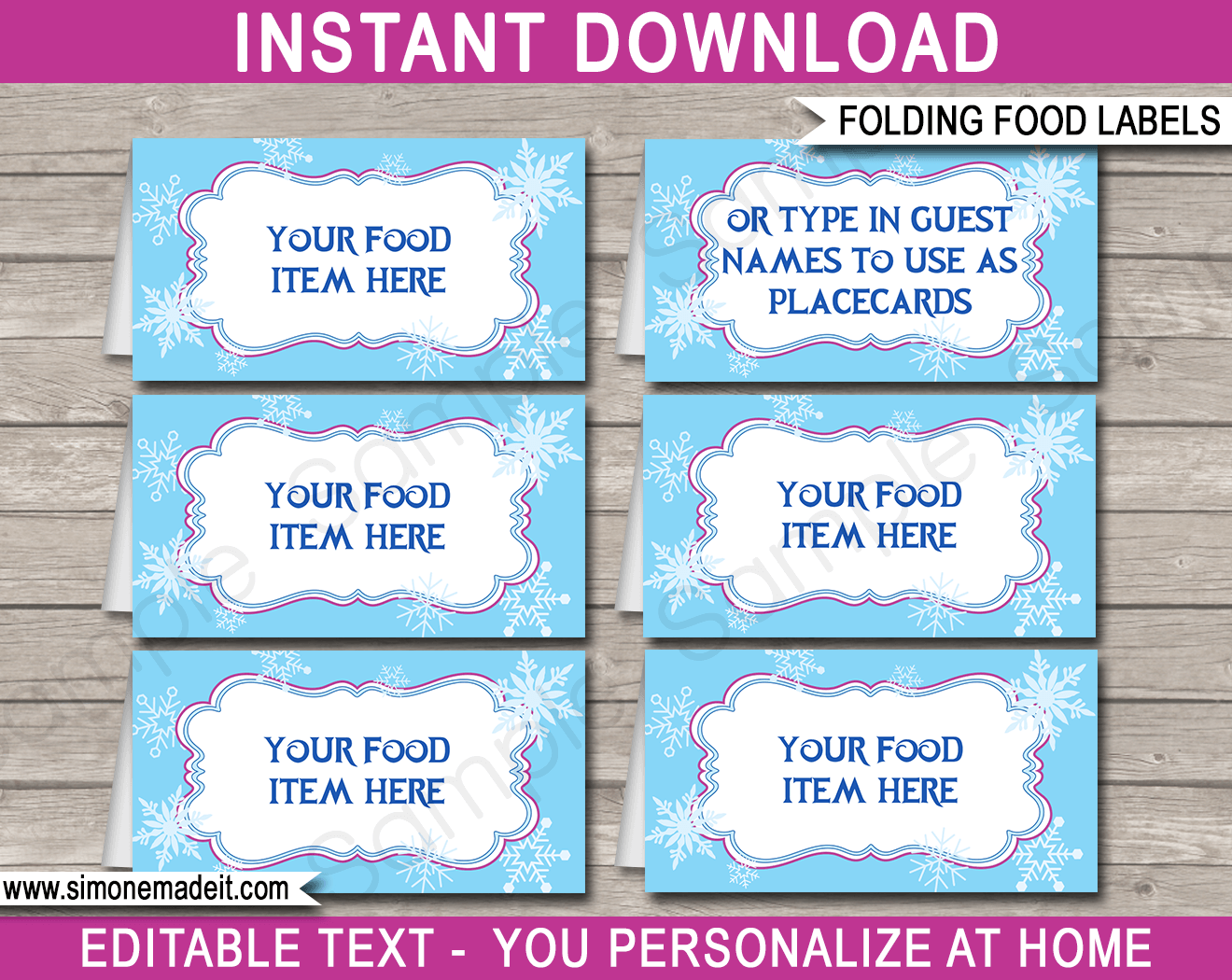 Frozen Party Food Labels Place Cards Winter Theme Birthday Party Frozen Party Food Labels Place Cards Winter Theme Birthday Party