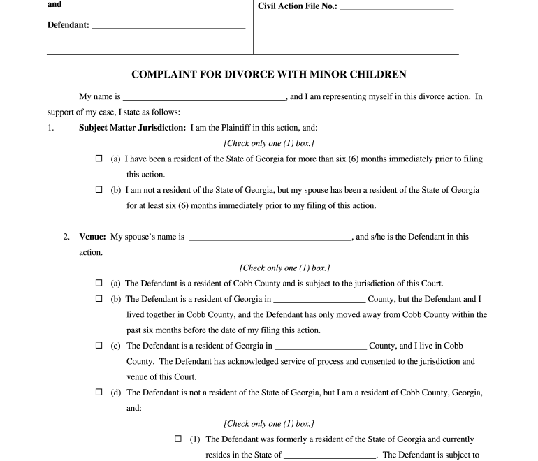 Ga Divorce Papers Online Free Fill Out Sign Online DocHub
