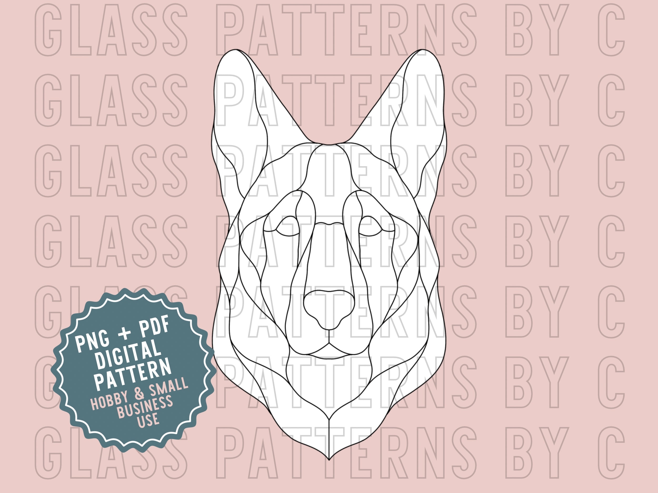 German Shepherd Dog Stained Glass Pattern Digital Download GSD Suncatcher Etsy