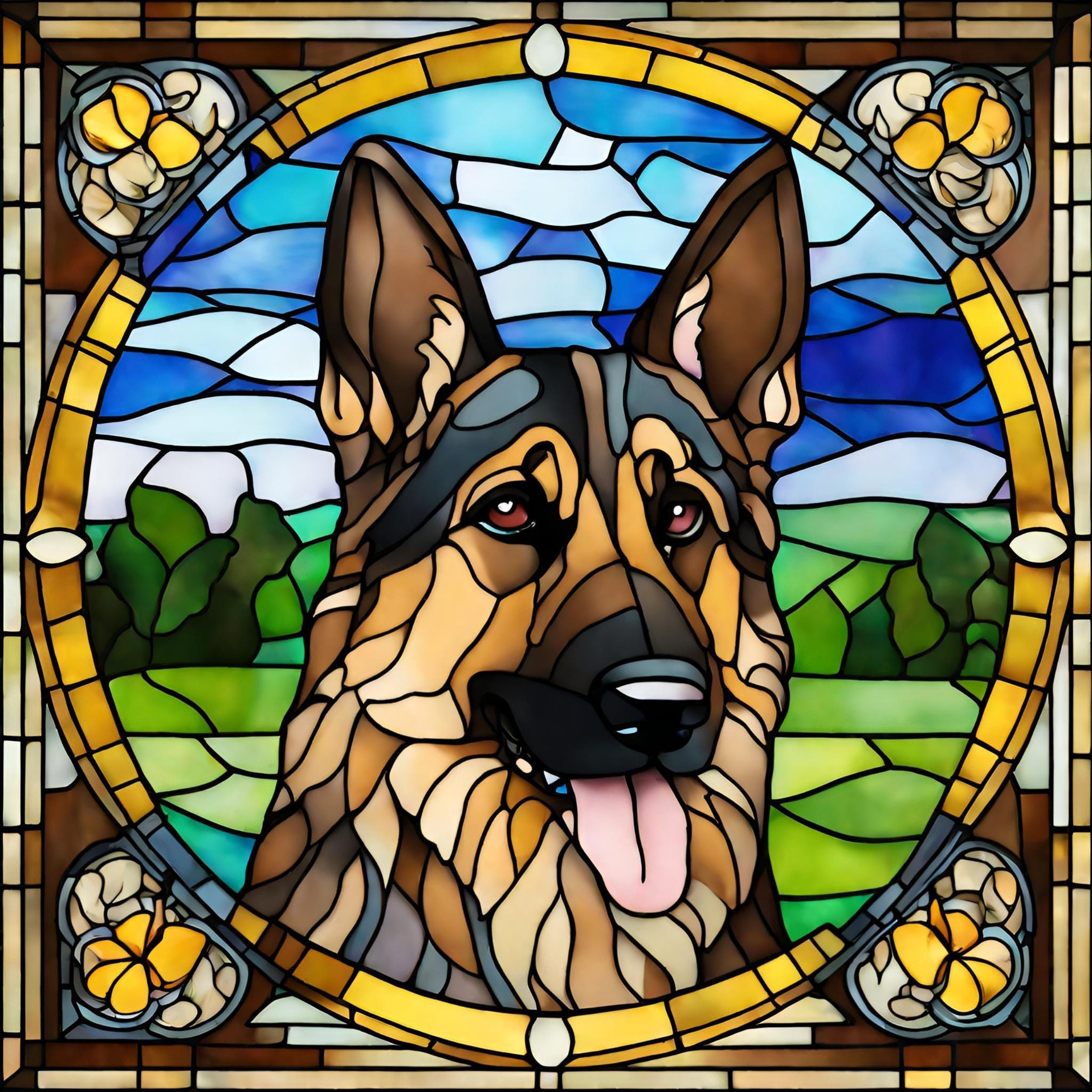 German Shepherd Stained Glass PNG German Shepherd Stained Glass Design For Tumbler Sublimation german Shepherd Dog Stained Glass Bundle PNG Etsy