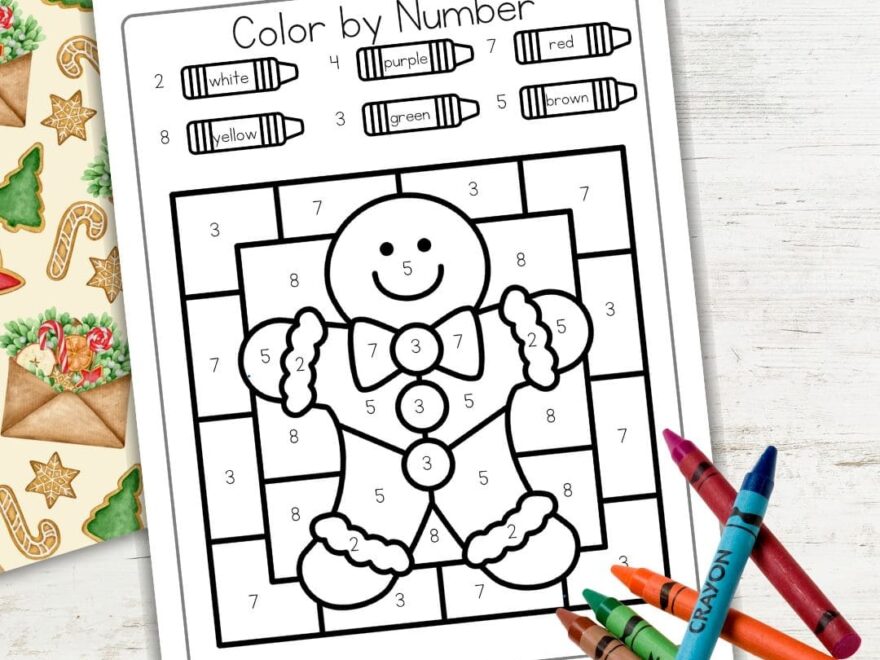Gingerbread Color By Number Worksheets For Preschool