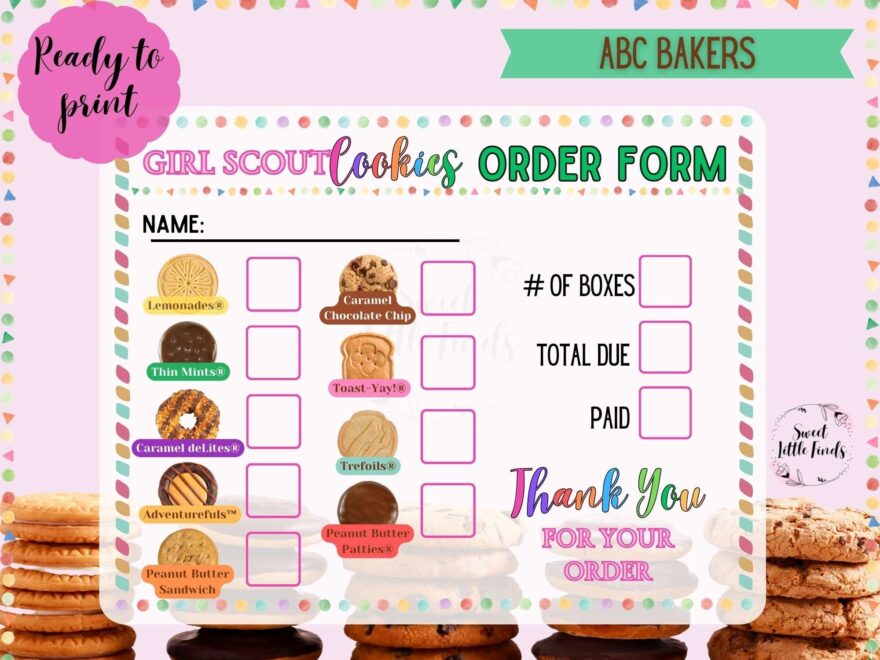Girl Scout Cookies ABC 2025 Printable Order Form Girl Scout Cookie Poster Thank You Note 8 5 X 11 Printable PDF Digital File Etsy