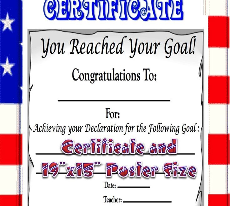 Goal Setting Certificate Poster To Declare Achieve Goals