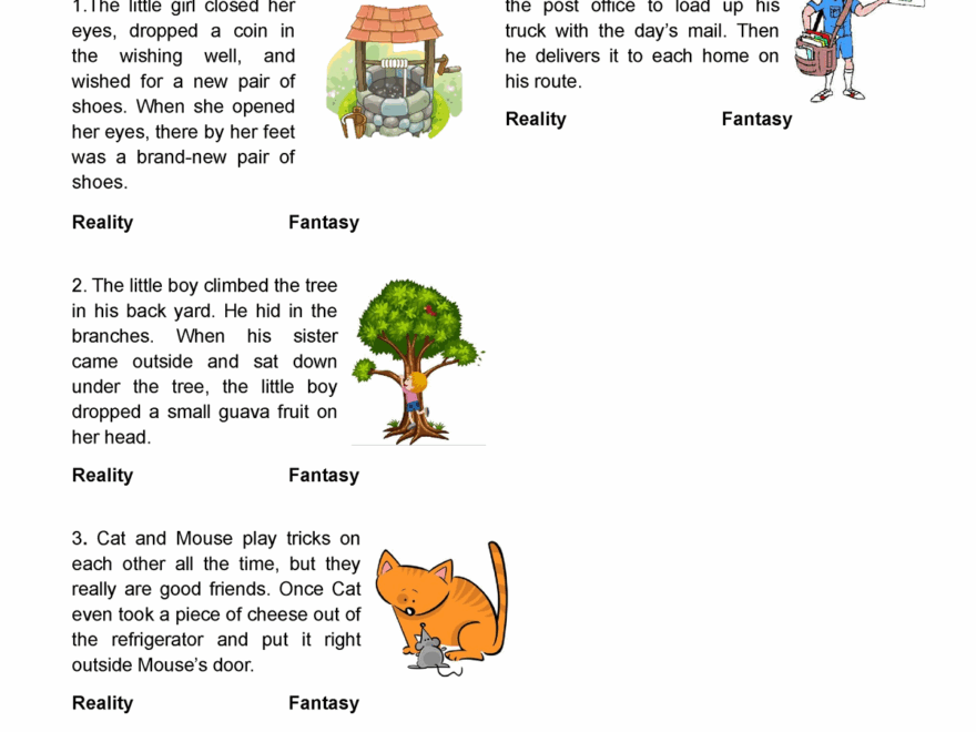 Grade 6 Lower Level Distinguishing Reality And Fantasy 1 May 16 20 Worksheets Library