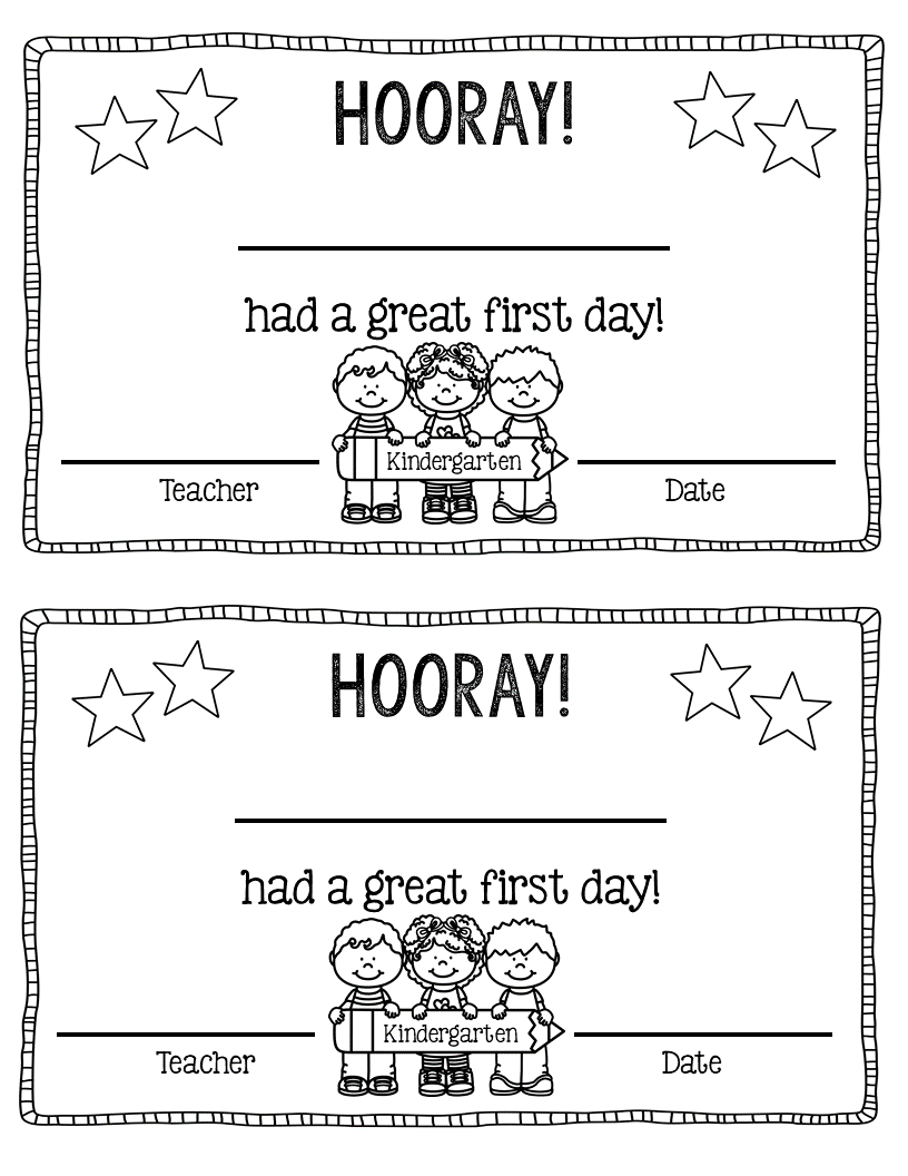 Great First Day Certificate Made By Teachers