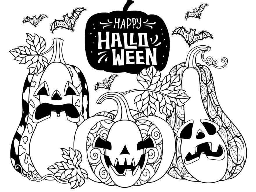 Halloween Coloring Pages For Adults Witch Spooky Pumpkin Ghost Coloring 5 Page Bundle Downloadable Printable Coloring Sheets For Adults Etsy