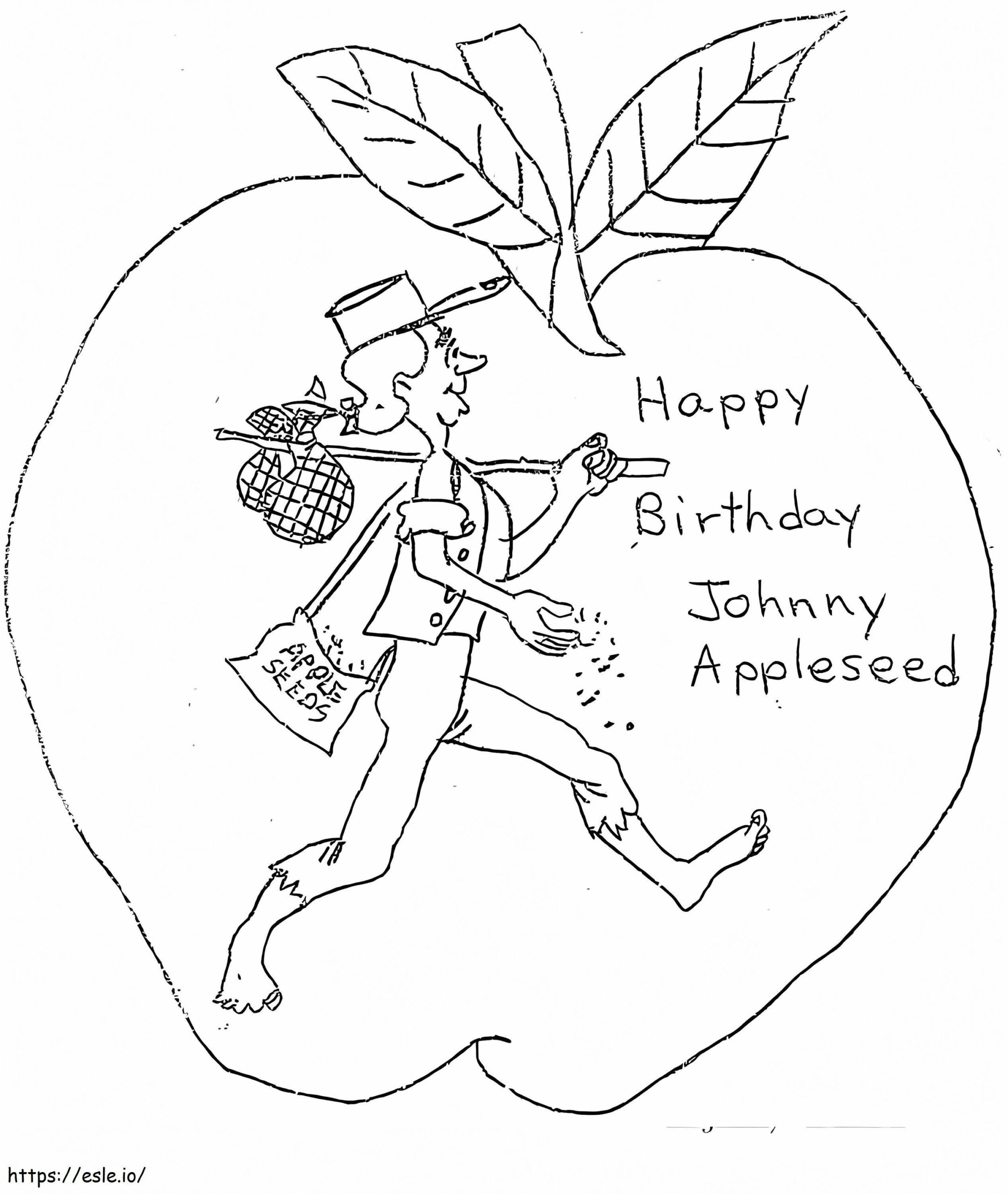 Happy Birthday Johnny Appleseed Coloring Page