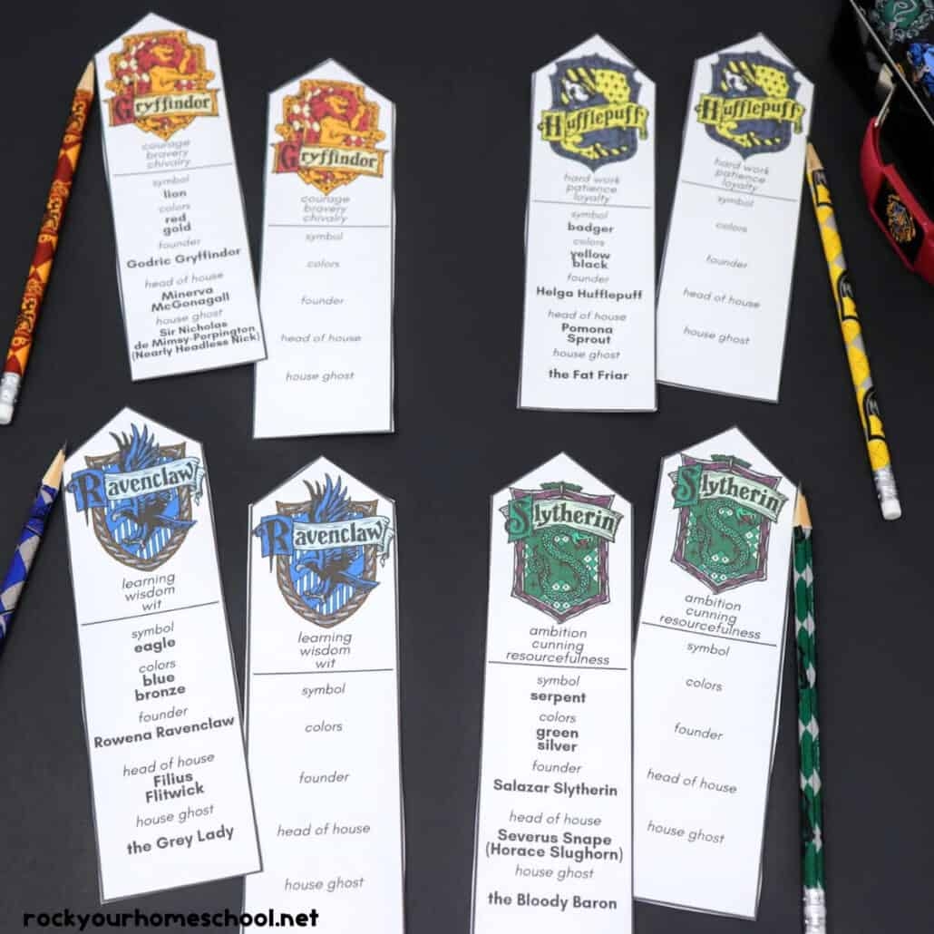 Harry Potter Bookmarks With Hogwarts Houses Free Printable Rock Your Homeschool
