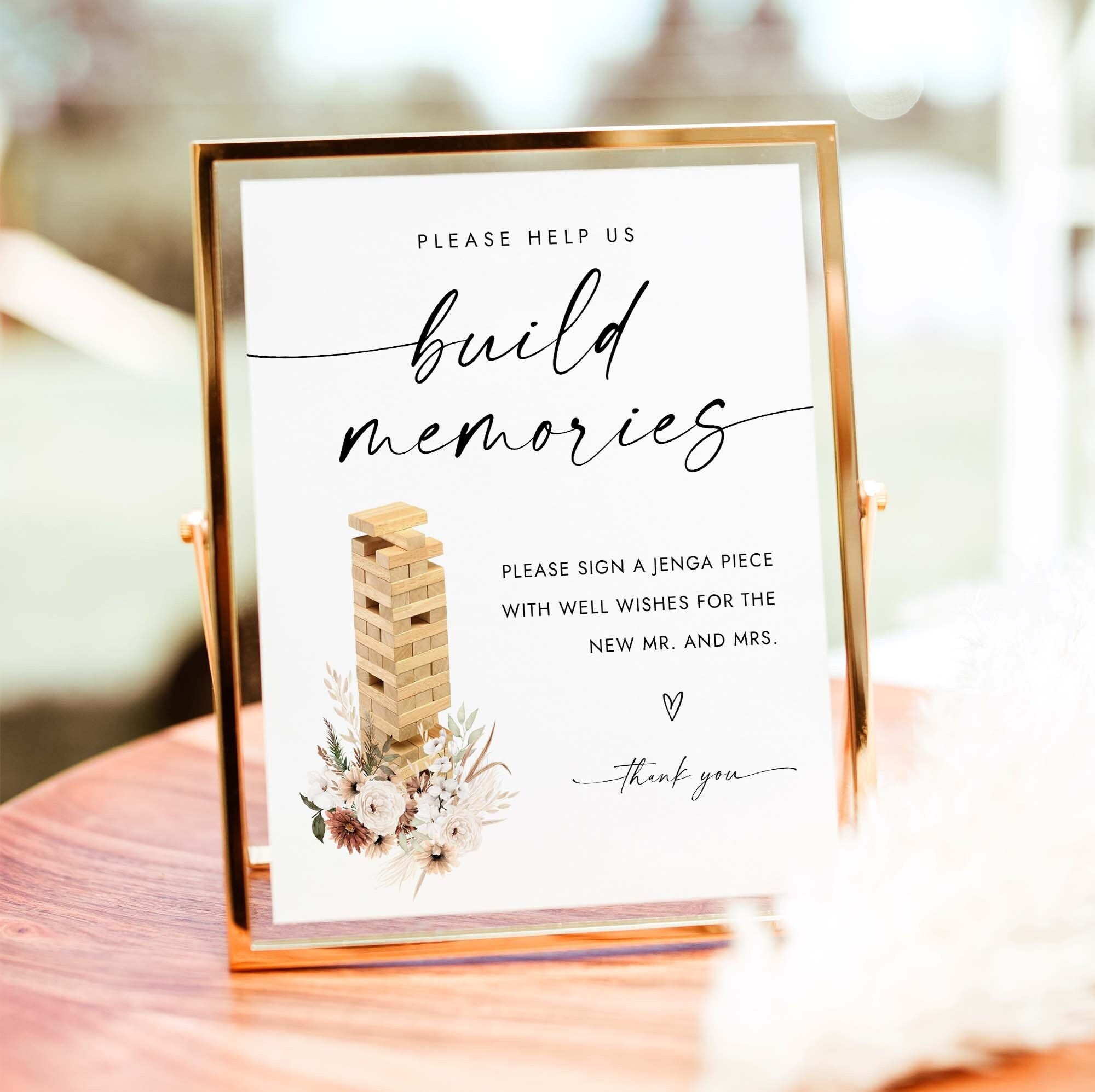 Help Us Build Memories Sign Floral Wedding Guestbook Wedding Jenga Guestbook Sign Printable Wedding Jenga Sign Leave Your Wishes Sign W4 S1 Etsy