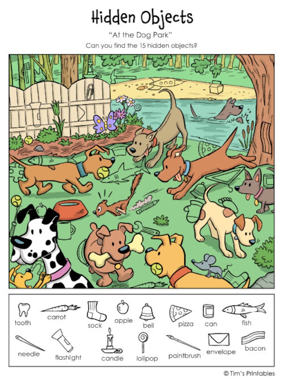 Hidden Objects Puzzle at The Dog Park Etsy
