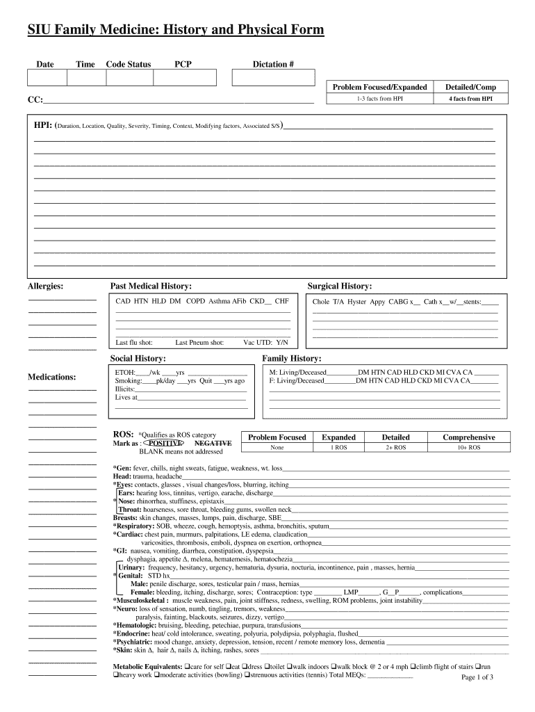 History And Physical Template Pdf Fill Out Sign Online DocHub