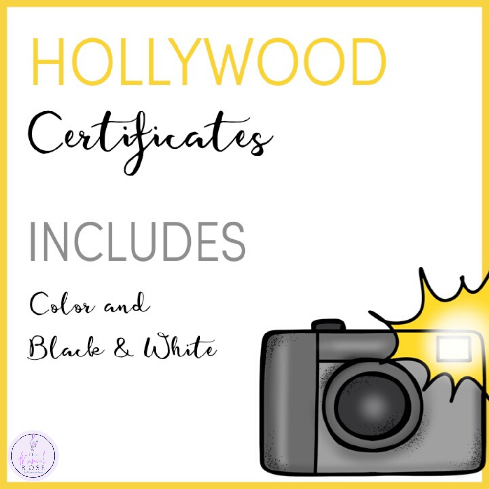 Hollywood Themed Certificates The Musical Rose