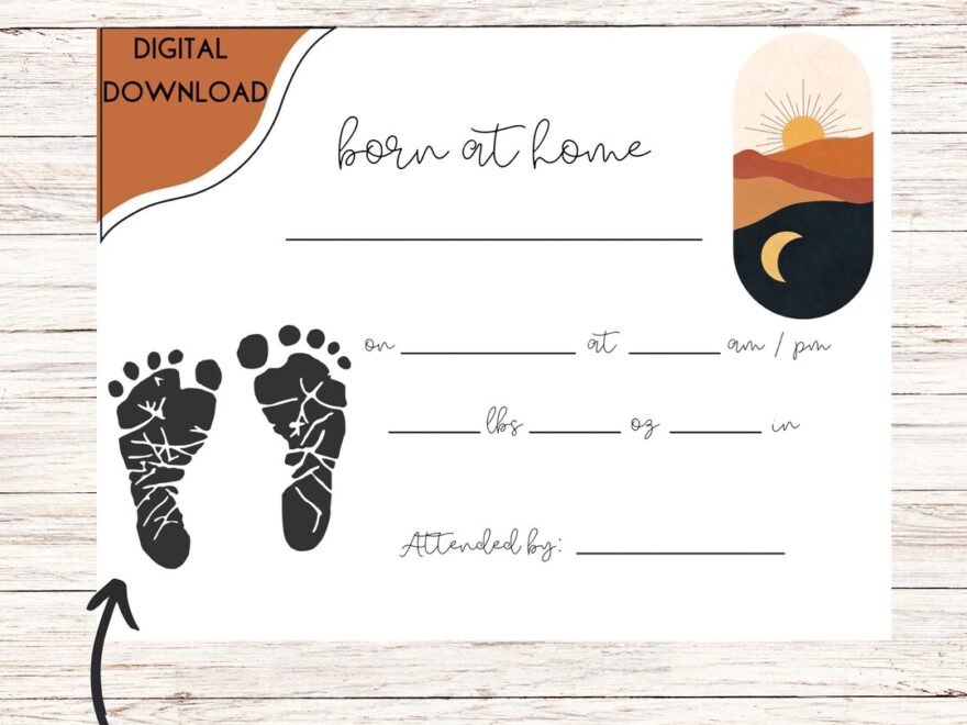 Home Birth Certificate Born At Home Birth Certificate Commemorative Birth Certificate Etsy