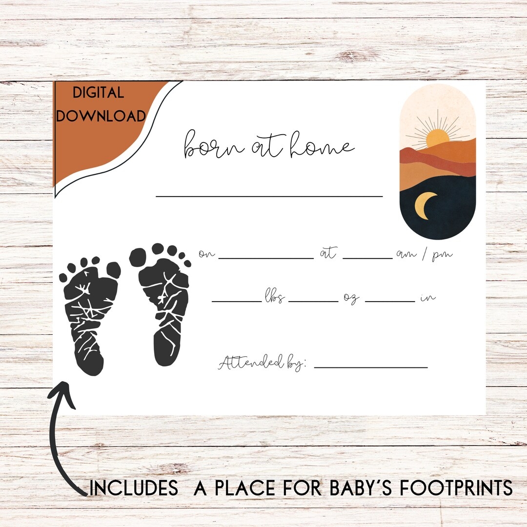 Home Birth Certificate Born At Home Birth Certificate Commemorative Birth Certificate Etsy